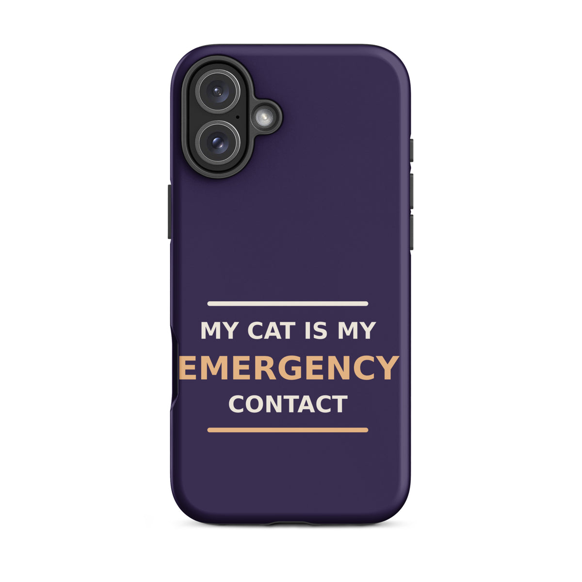 My Cat Is My Emergency Contact cat lover iPhone case in Midnight Purple, front view