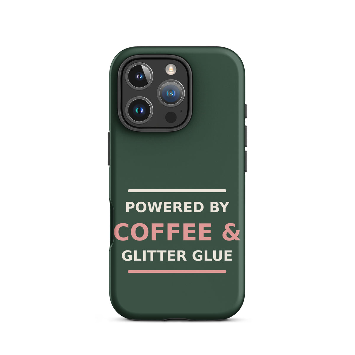 Powered By Coffee & Glitter Glue funny teacher iPhone case in Chalkboard, front view