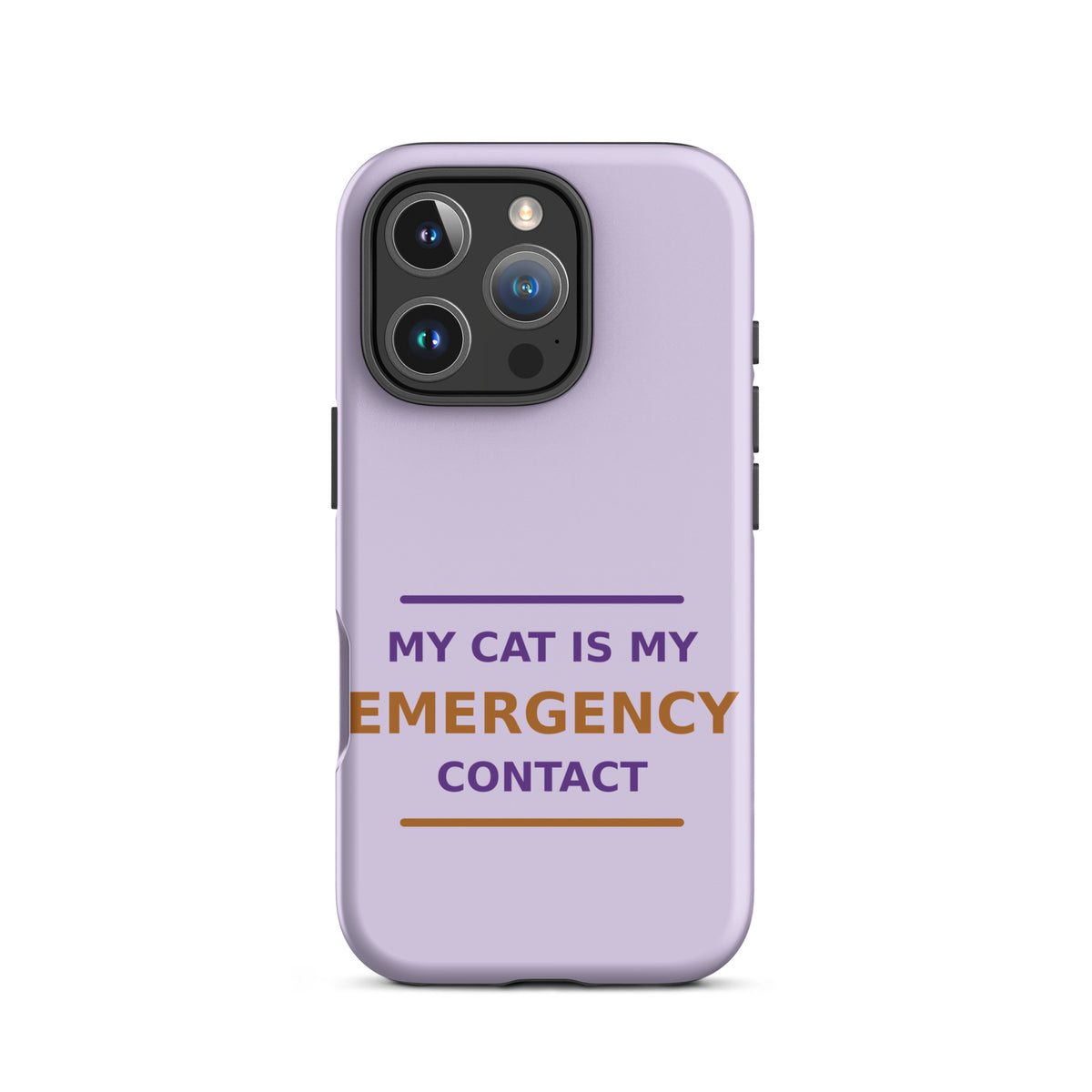 My Cat Is My Emergency Contact cat lover iPhone case in Lavender, front view