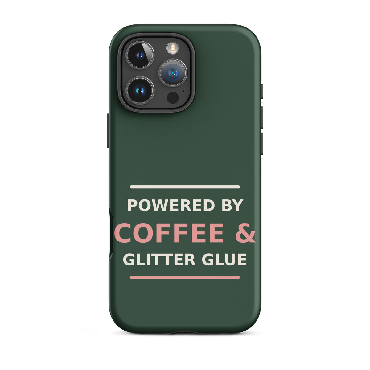 Powered By Coffee & Glitter Glue funny teacher iPhone case in Chalkboard, front view