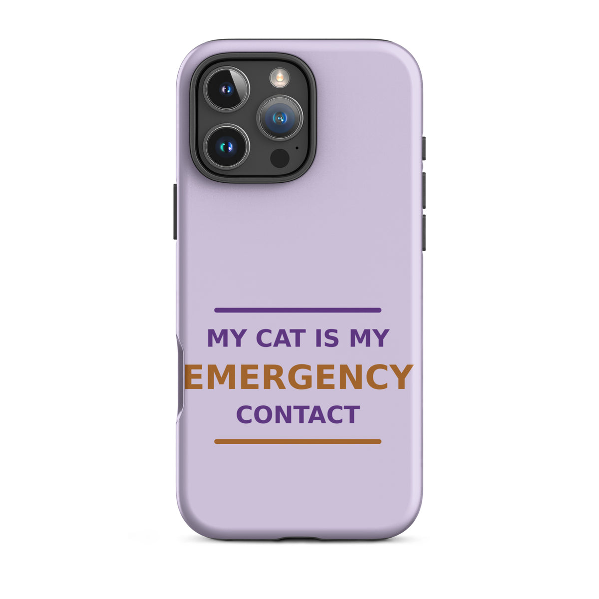 My Cat Is My Emergency Contact cat lover iPhone case in Lavender, front view