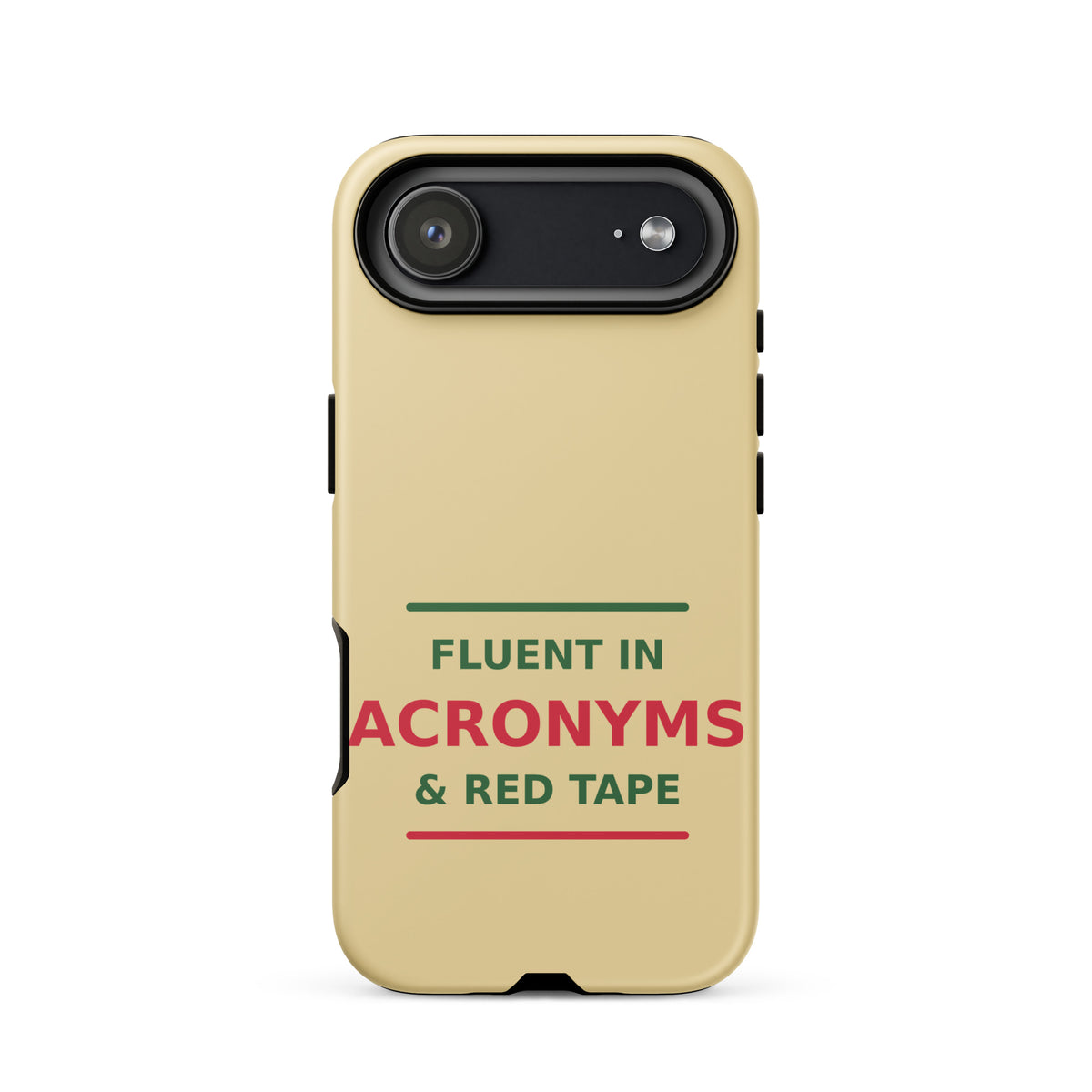 Fluent In Acronyms & Red Tape funny coworker iPhone case in Manila, front view