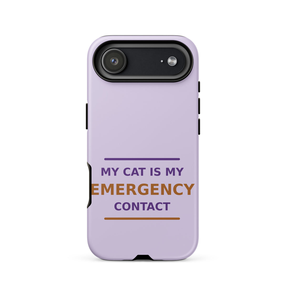 My Cat Is My Emergency Contact cat lover iPhone case in Lavender, front view