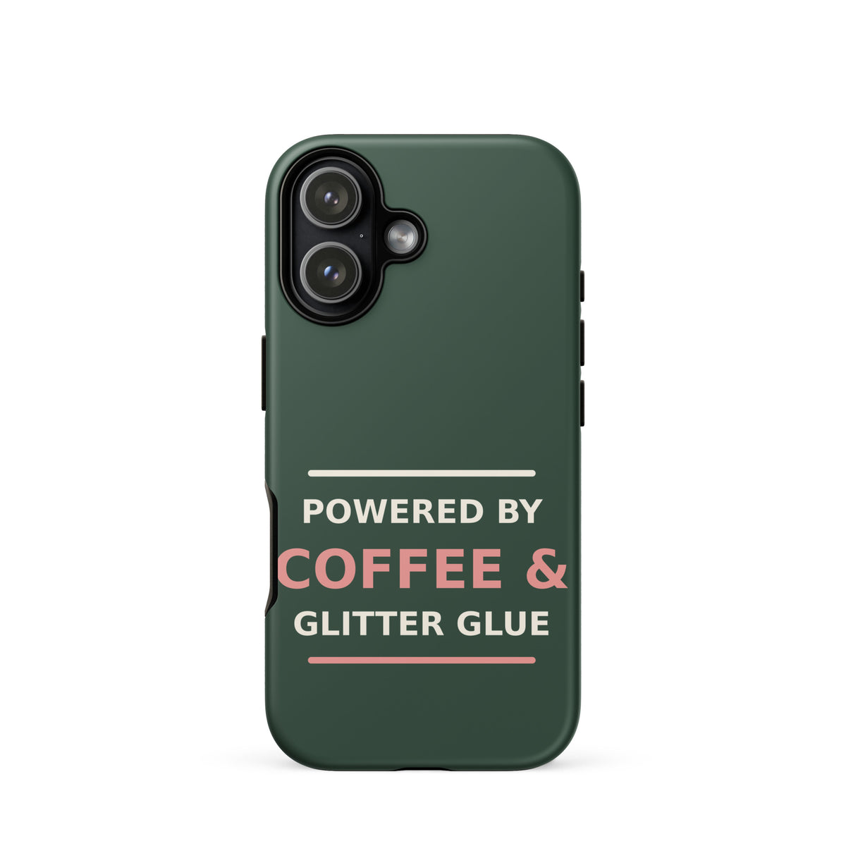 Powered By Coffee & Glitter Glue funny teacher iPhone case in Chalkboard, front view