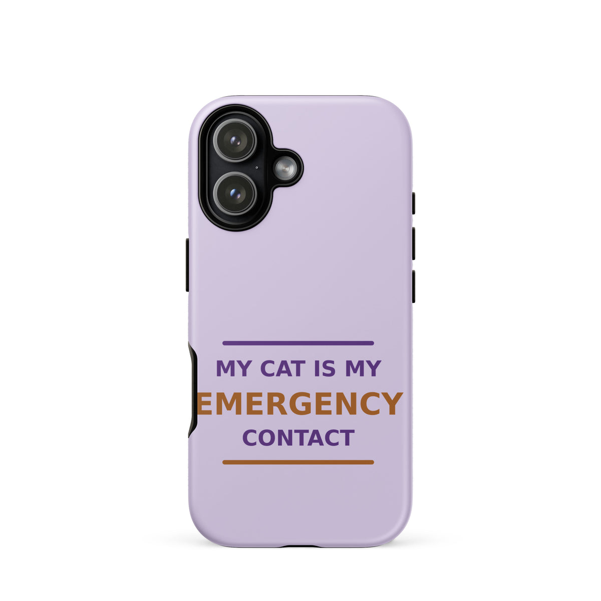 My Cat Is My Emergency Contact cat lover iPhone case in Lavender, front view