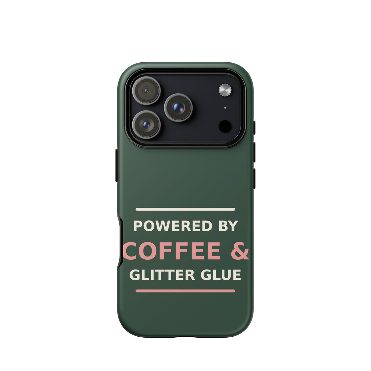 Powered By Coffee & Glitter Glue funny teacher iPhone case in Chalkboard, front view