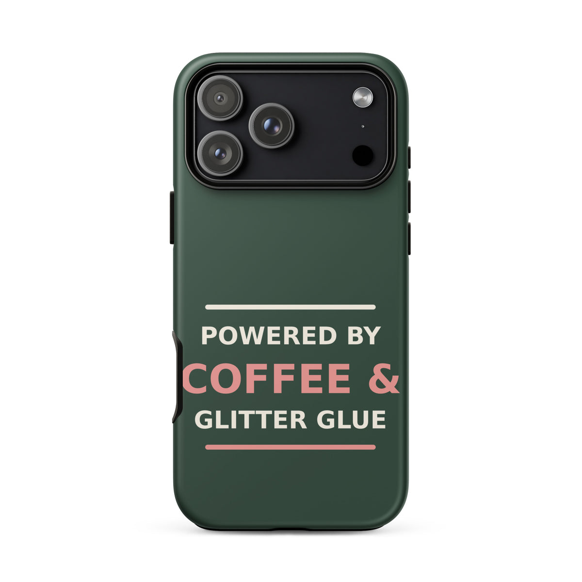 Powered By Coffee & Glitter Glue funny teacher iPhone case in Chalkboard, front view