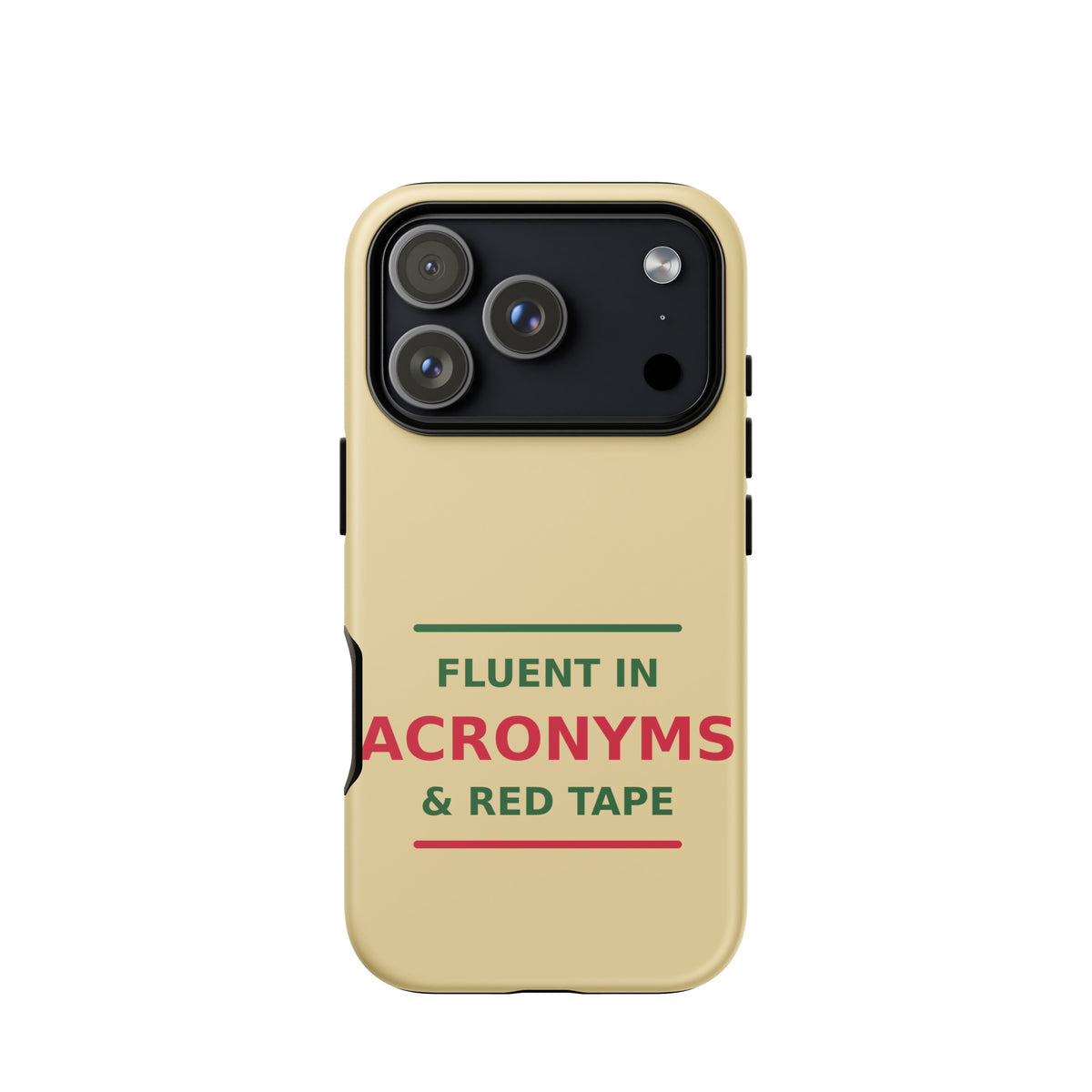 Fluent In Acronyms & Red Tape funny coworker iPhone case in Manila, front view