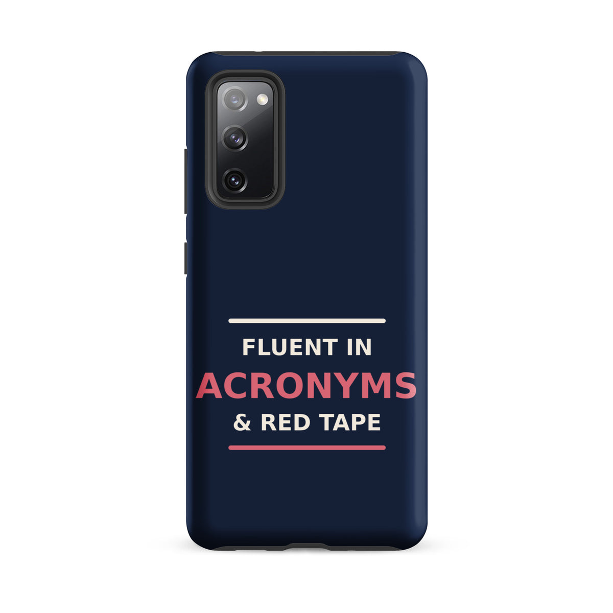 Fluent In Acronyms & Red Tape funny coworker Samsung case in Navy, front view