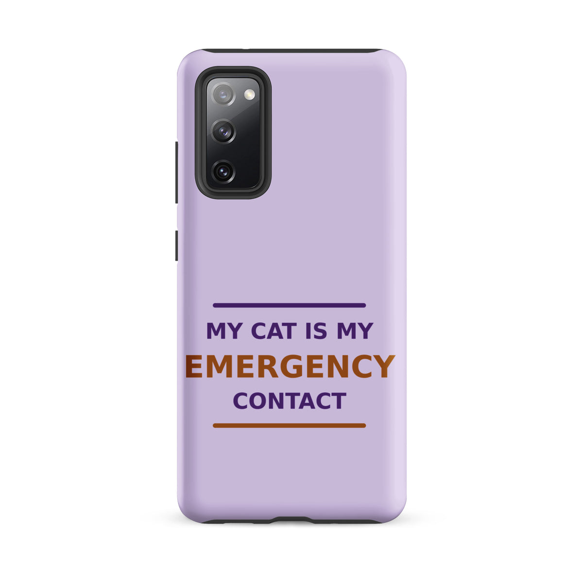 My Cat Is My Emergency Contact cat lover Samsung case in Lavender, front view