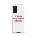 Fluent In Acronyms & Red Tape funny coworker Samsung case, front view