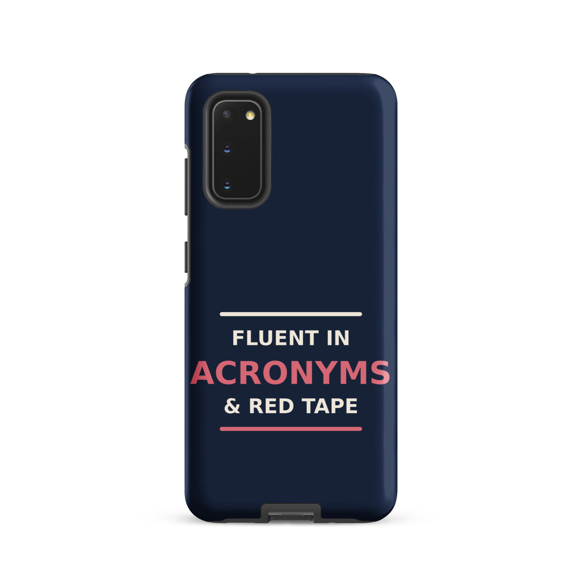 Fluent In Acronyms & Red Tape funny coworker Samsung case in Navy, front view