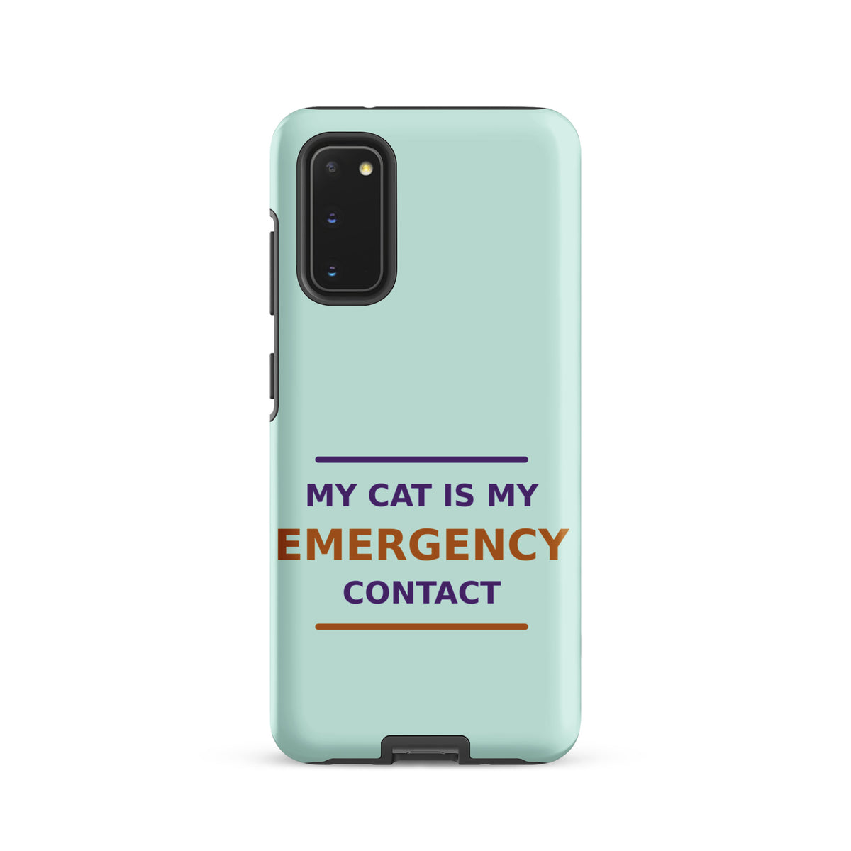 My Cat Is My Emergency Contact cat lover Samsung case in Mint, front view