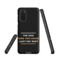The Dog Runs This House, I Just Pay Rent dog lover Samsung case in Charcoal, front view