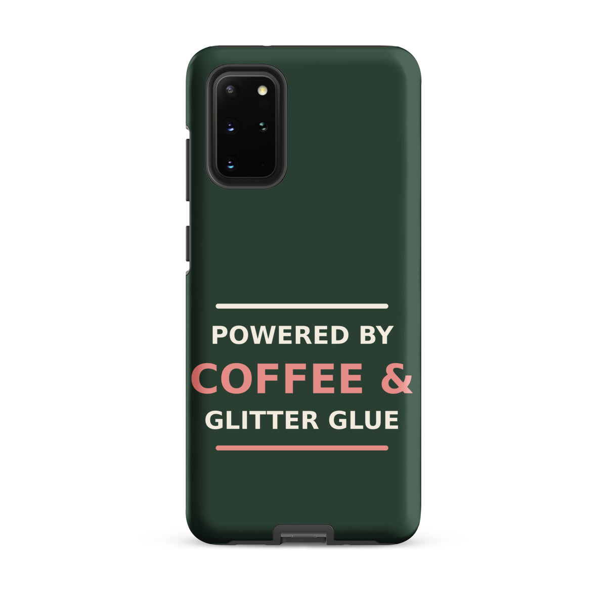 Powered By Coffee & Glitter Glue funny teacher Samsung case in Chalkboard, front view