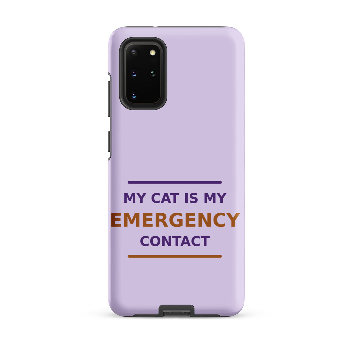 My Cat Is My Emergency Contact cat lover Samsung case in Lavender, front view