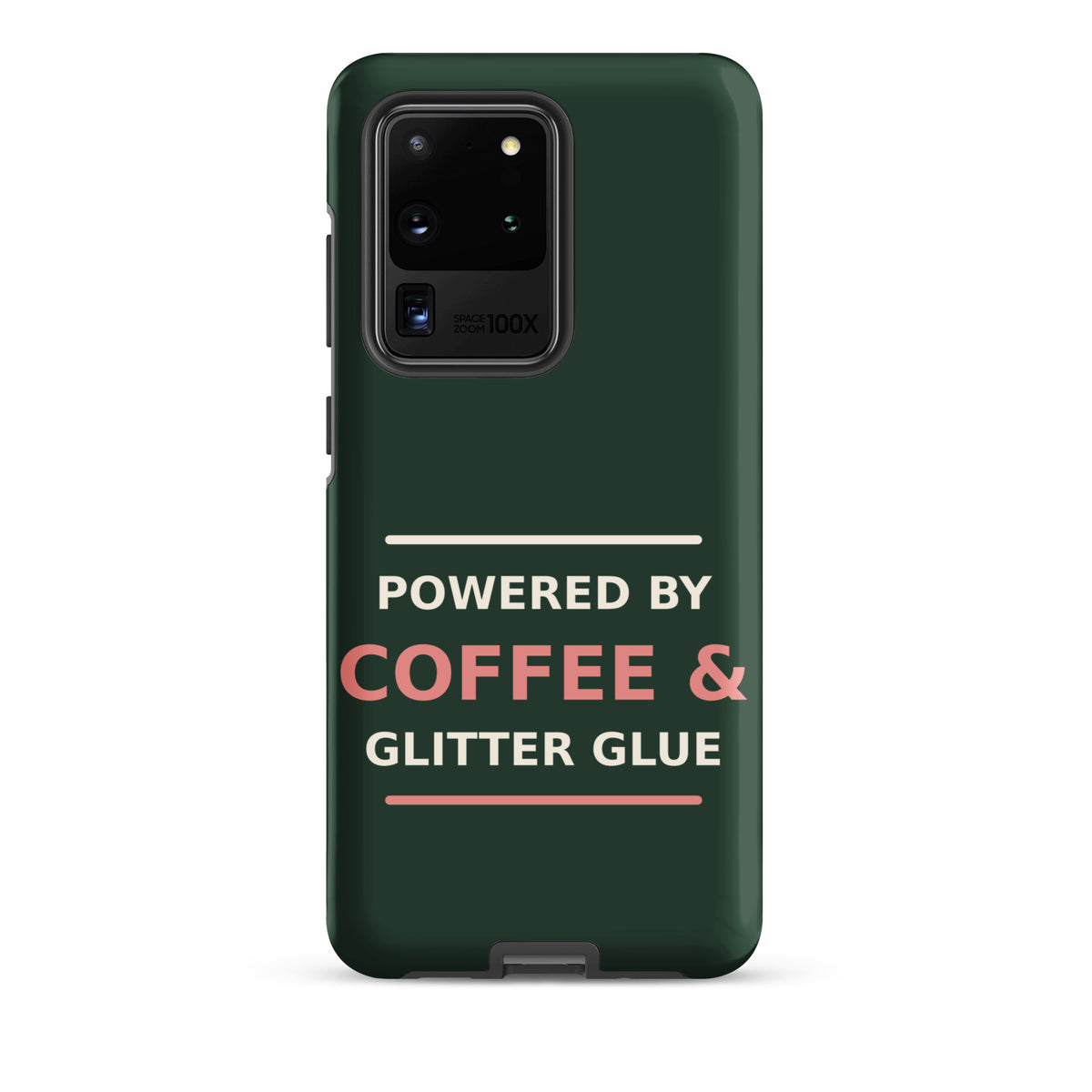 Powered By Coffee & Glitter Glue funny teacher Samsung case in Chalkboard, front view