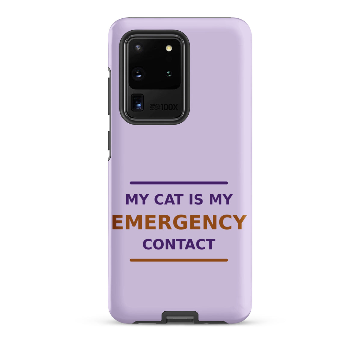 My Cat Is My Emergency Contact cat lover Samsung case in Lavender, front view
