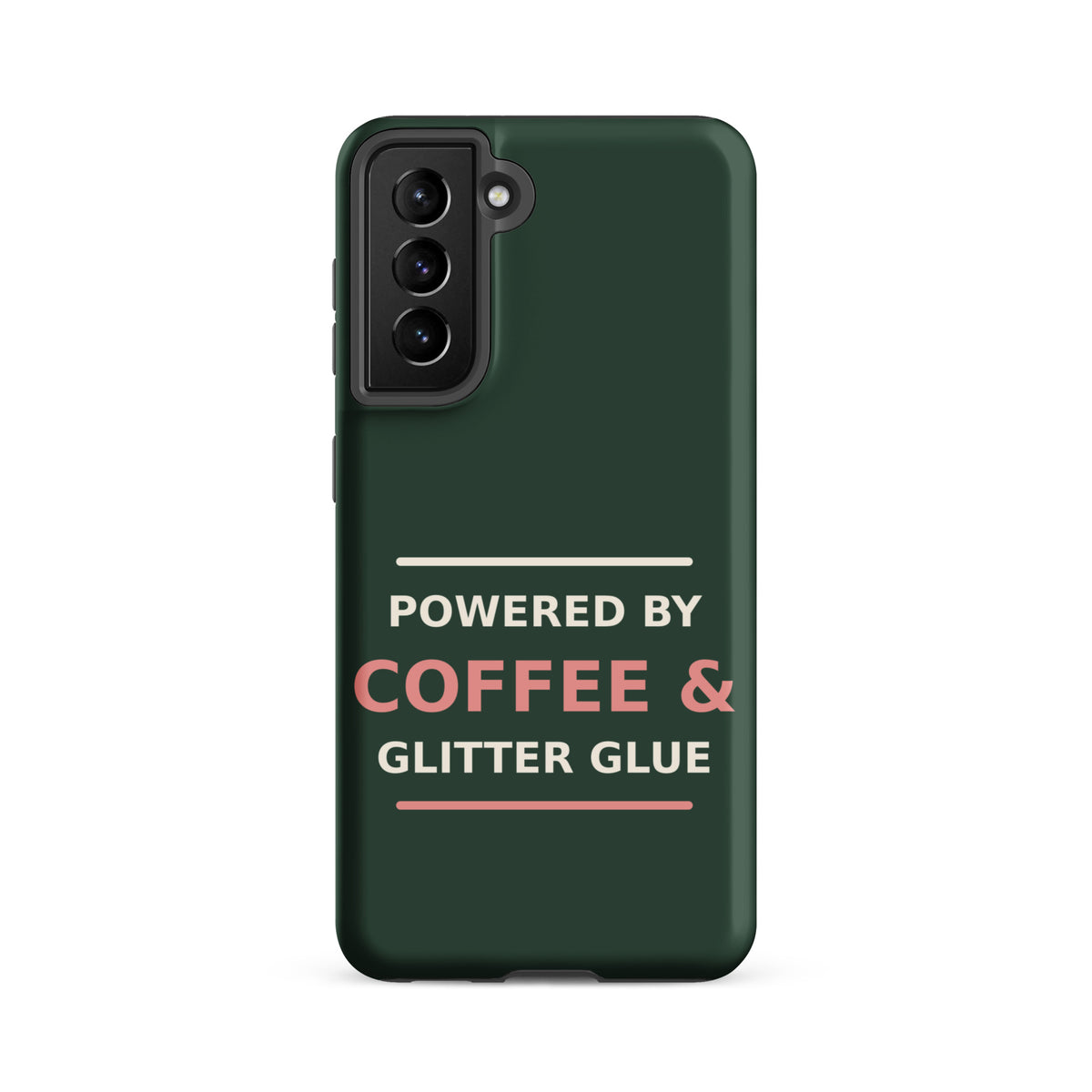 Powered By Coffee & Glitter Glue funny teacher Samsung case in Chalkboard, front view