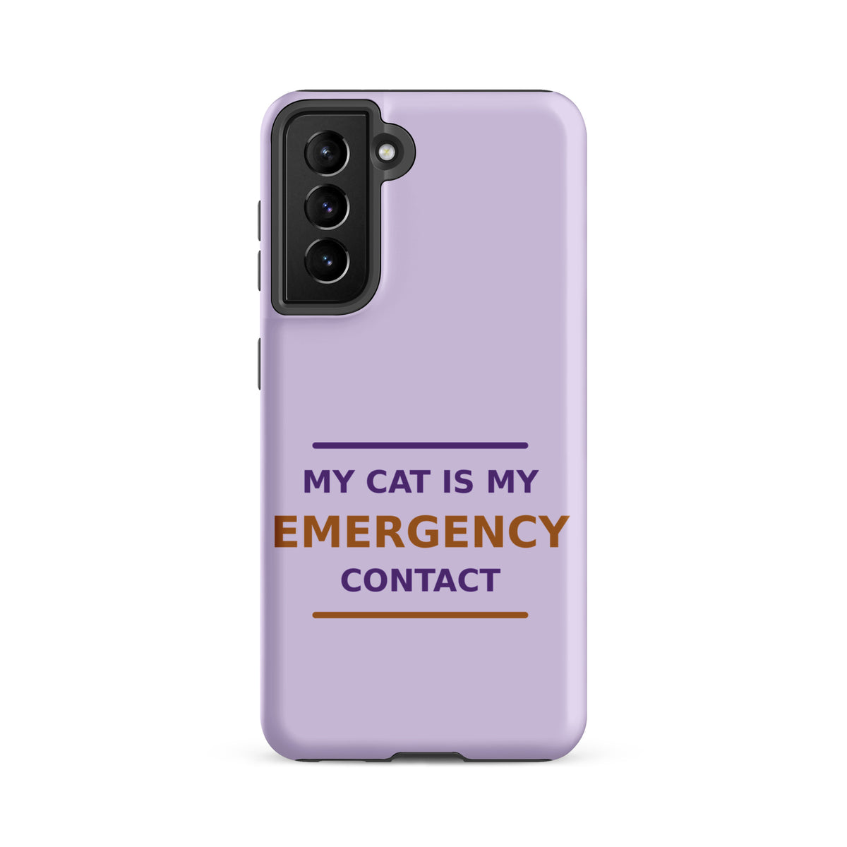 My Cat Is My Emergency Contact cat lover Samsung case in Lavender, front view