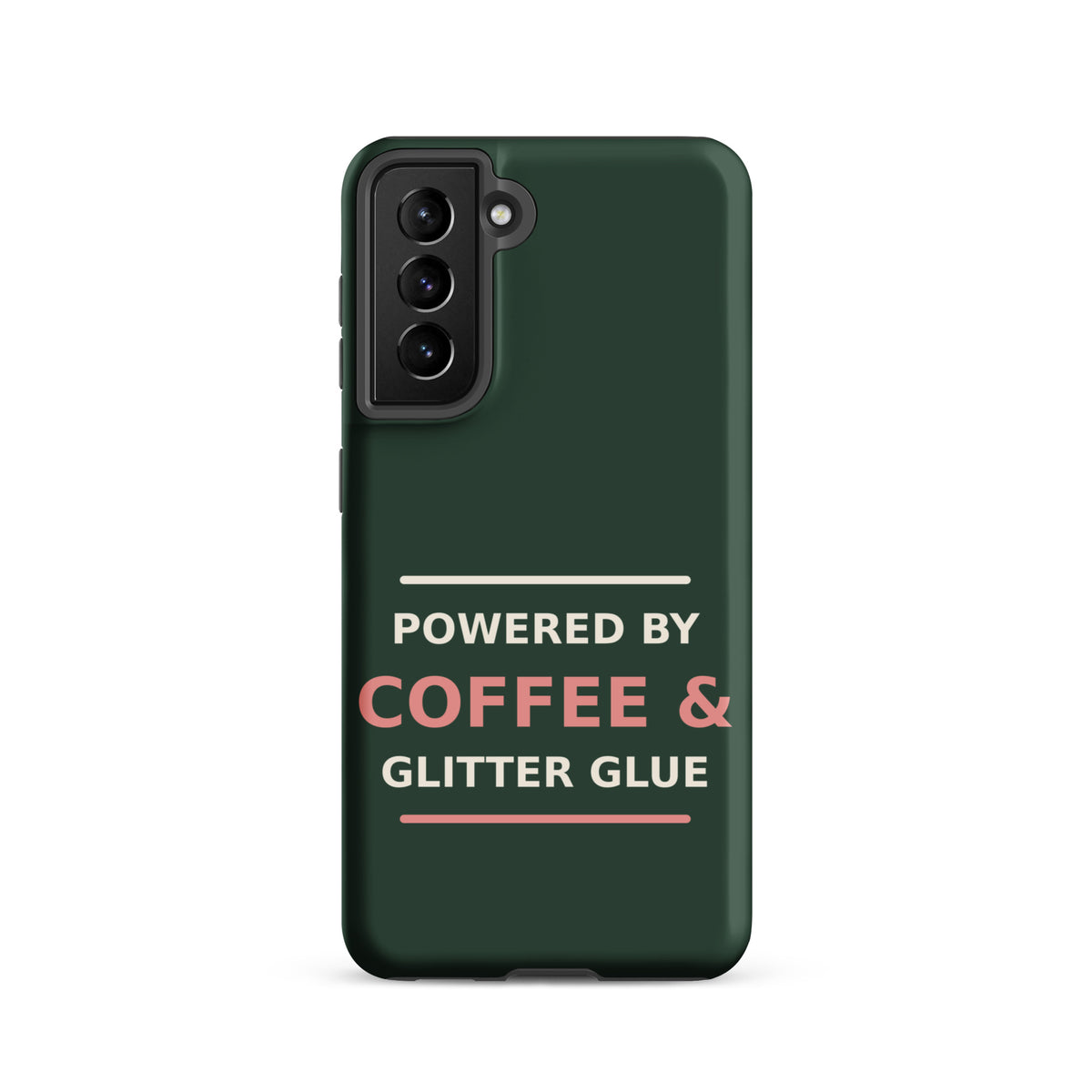 Powered By Coffee & Glitter Glue funny teacher Samsung case in Chalkboard, front view