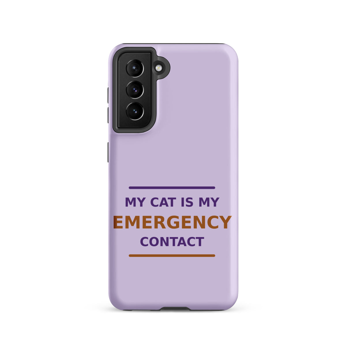 My Cat Is My Emergency Contact cat lover Samsung case in Lavender, front view