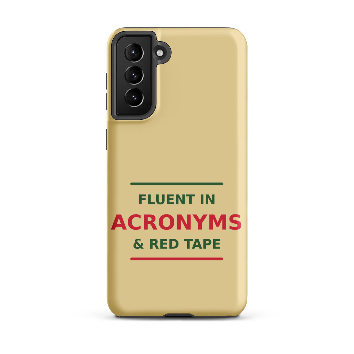 Fluent In Acronyms & Red Tape funny coworker Samsung case in Manila, front view
