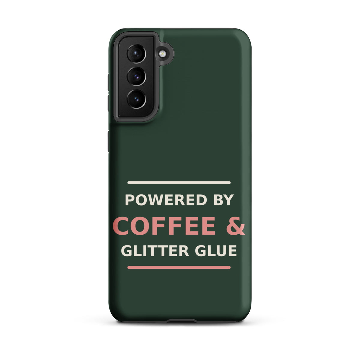 Powered By Coffee & Glitter Glue funny teacher Samsung case in Chalkboard, front view