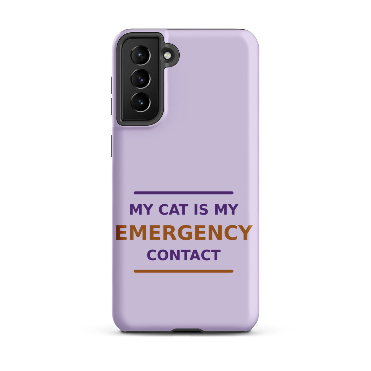 My Cat Is My Emergency Contact cat lover Samsung case in Lavender, front view