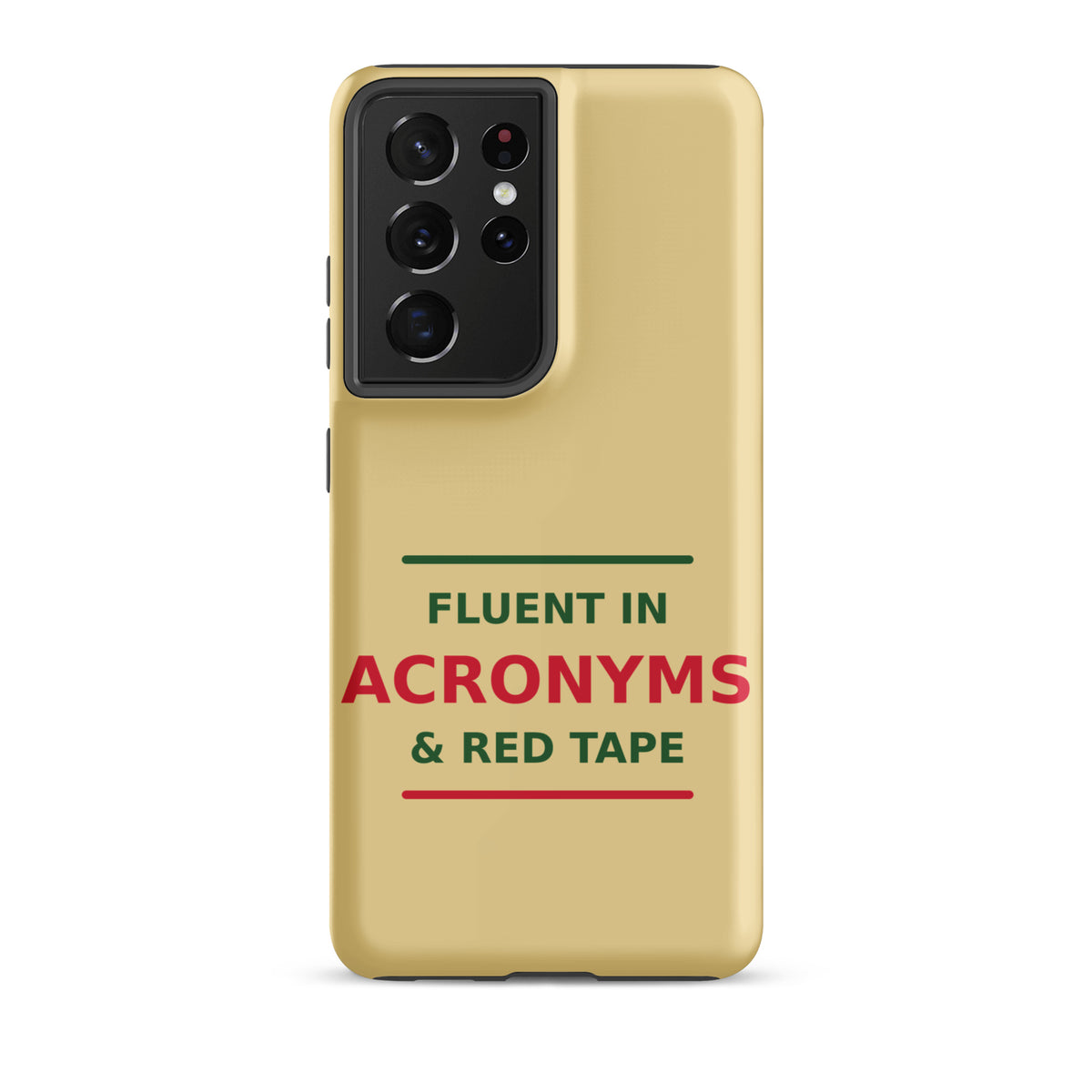 Fluent In Acronyms & Red Tape funny coworker Samsung case in Manila, front view