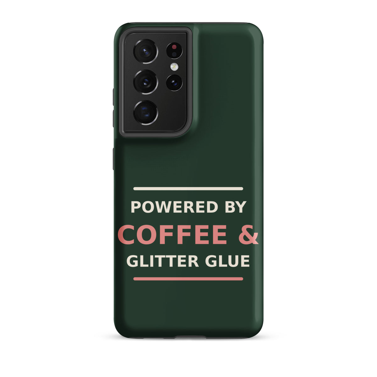 Powered By Coffee & Glitter Glue funny teacher Samsung case in Chalkboard, front view