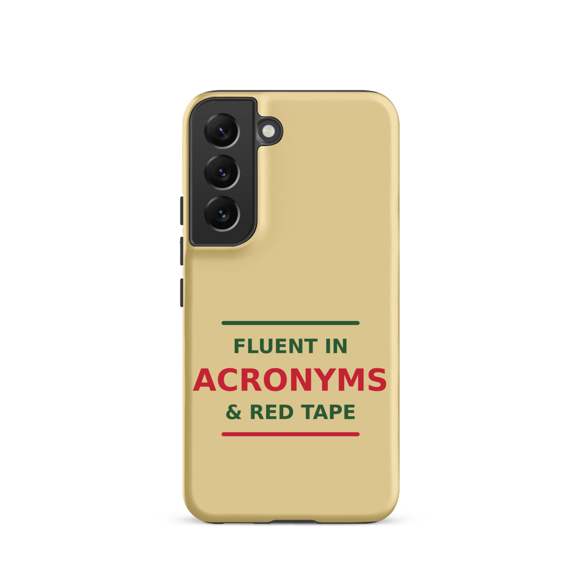 Fluent In Acronyms & Red Tape funny coworker Samsung case in Manila, front view