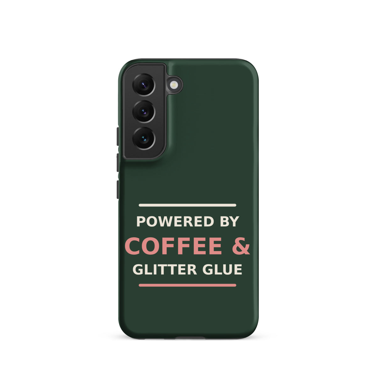 Powered By Coffee & Glitter Glue funny teacher Samsung case in Chalkboard, front view