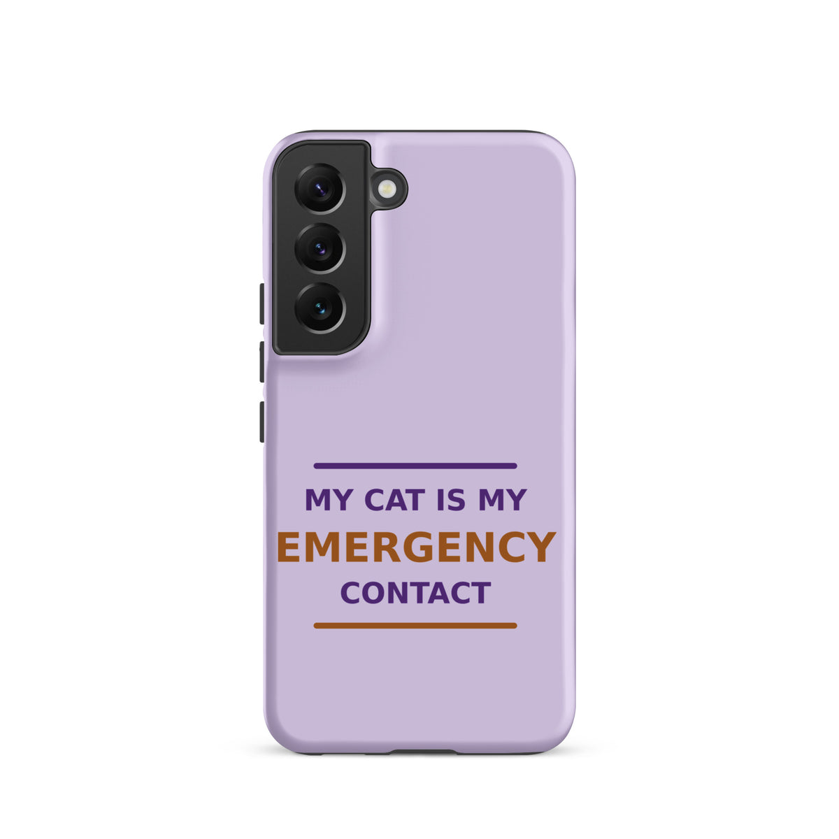 My Cat Is My Emergency Contact cat lover Samsung case in Lavender, front view
