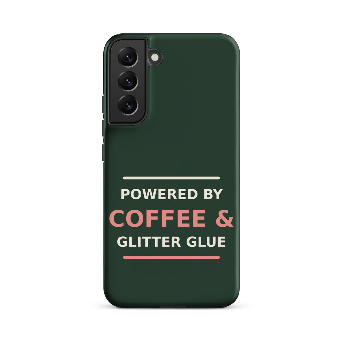Powered By Coffee & Glitter Glue funny teacher Samsung case in Chalkboard, front view