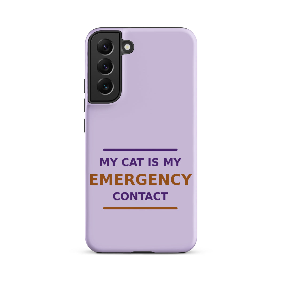 My Cat Is My Emergency Contact cat lover Samsung case in Lavender, front view