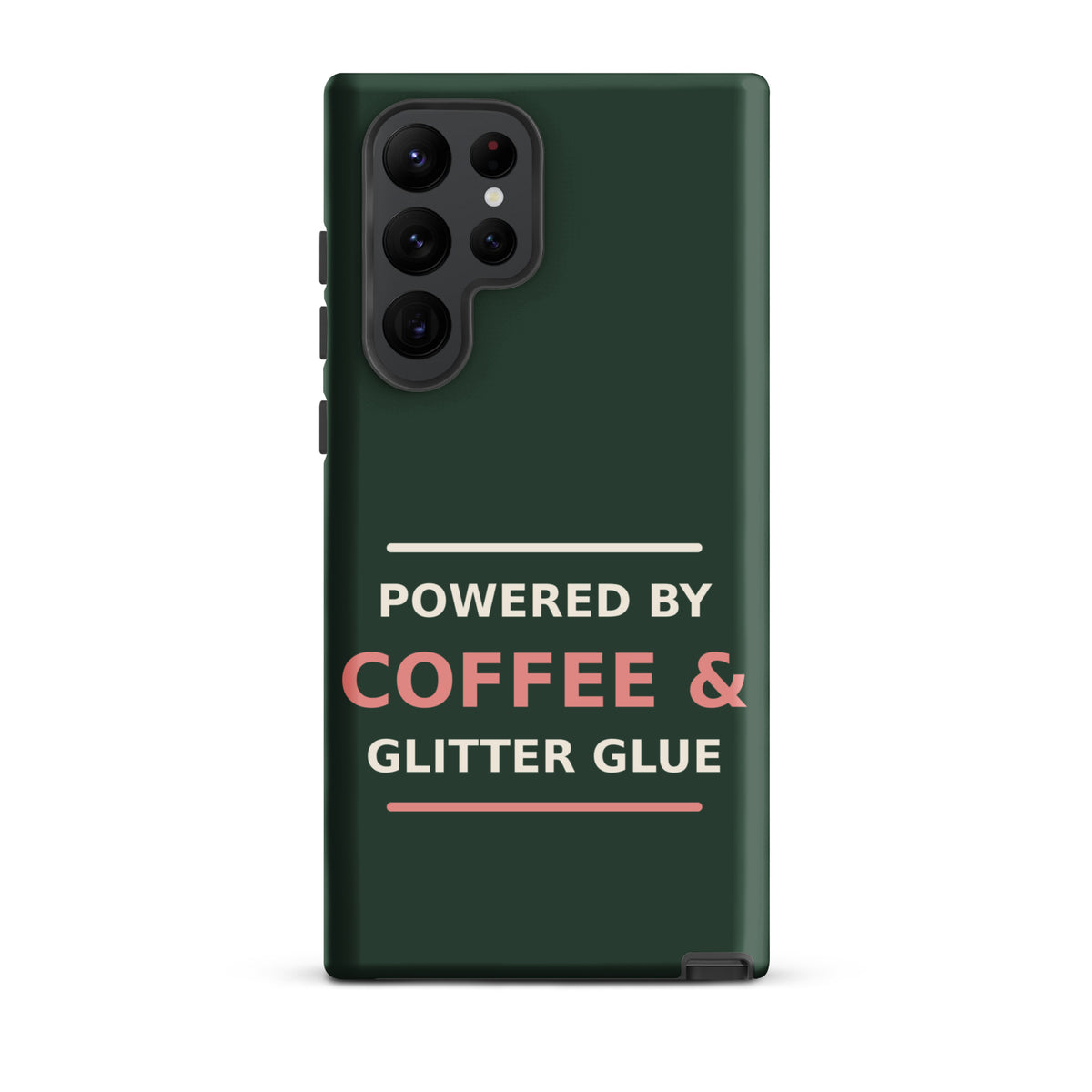 Powered By Coffee & Glitter Glue funny teacher Samsung case in Chalkboard, front view