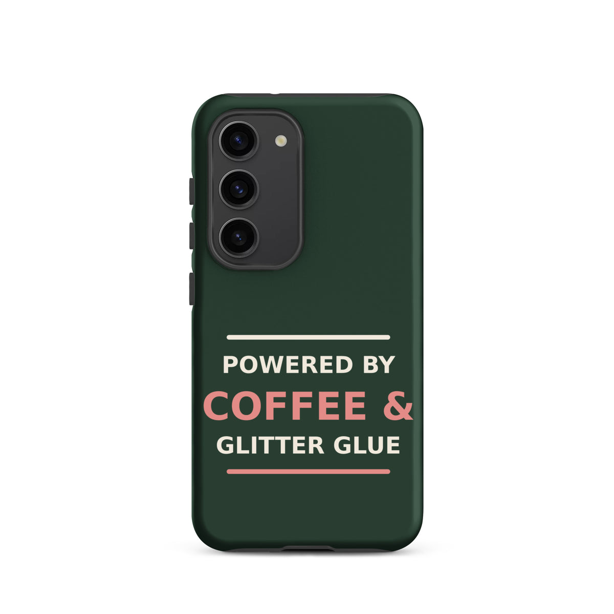 Powered By Coffee & Glitter Glue funny teacher Samsung case in Chalkboard, front view