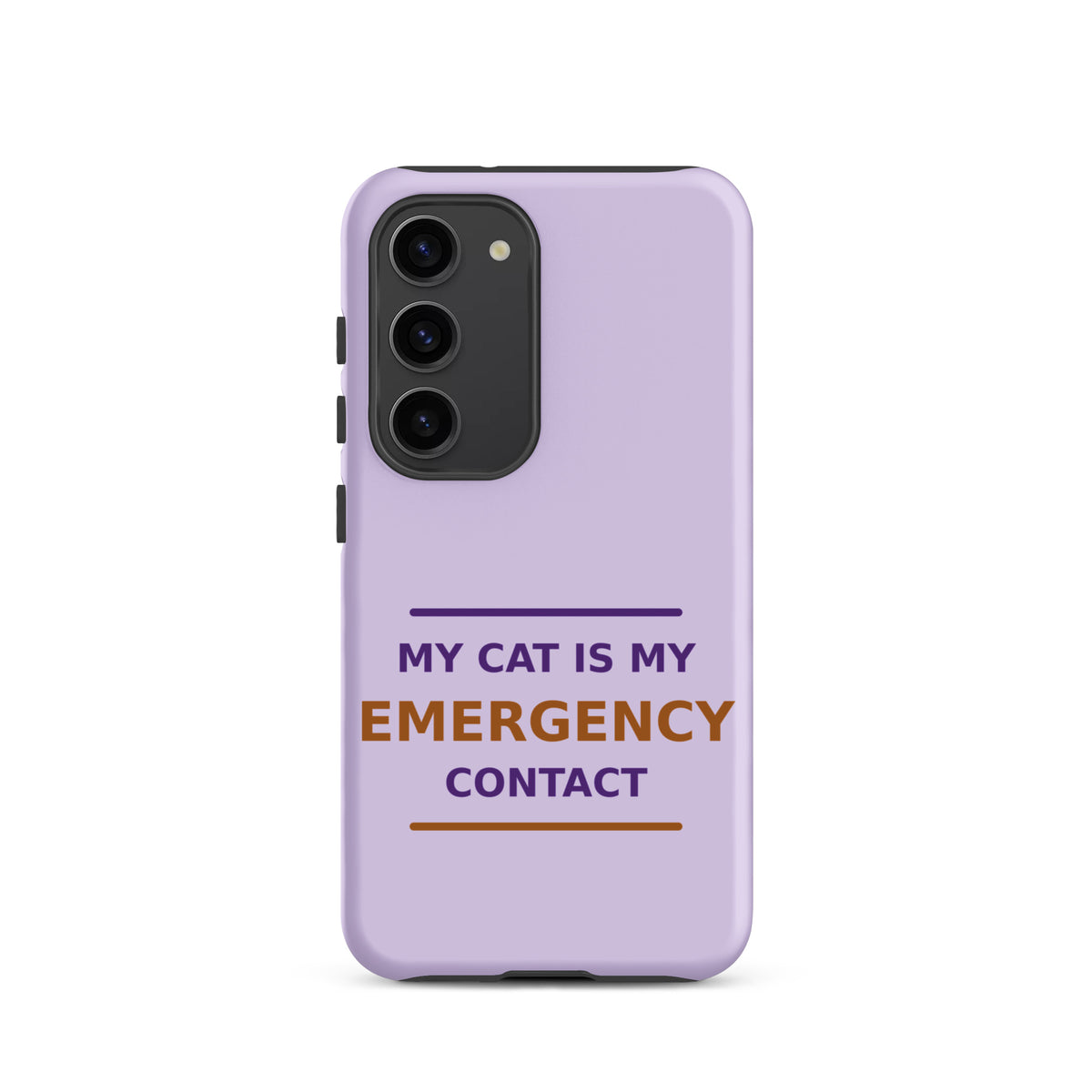 My Cat Is My Emergency Contact cat lover Samsung case in Lavender, front view