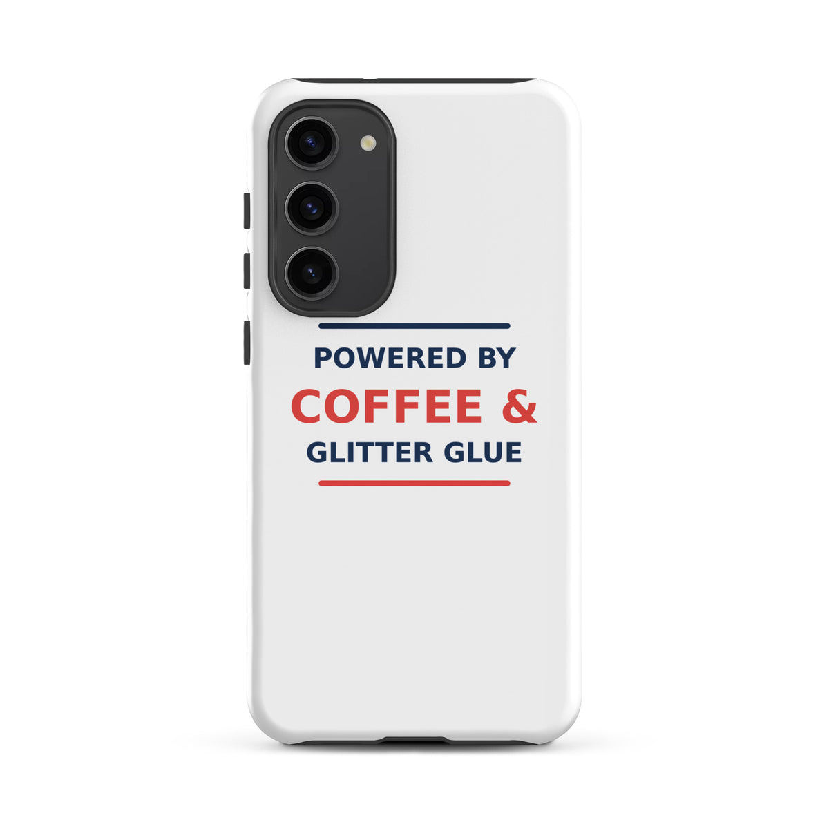 Powered By Coffee & Glitter Glue phone case by Little Laughs Co.