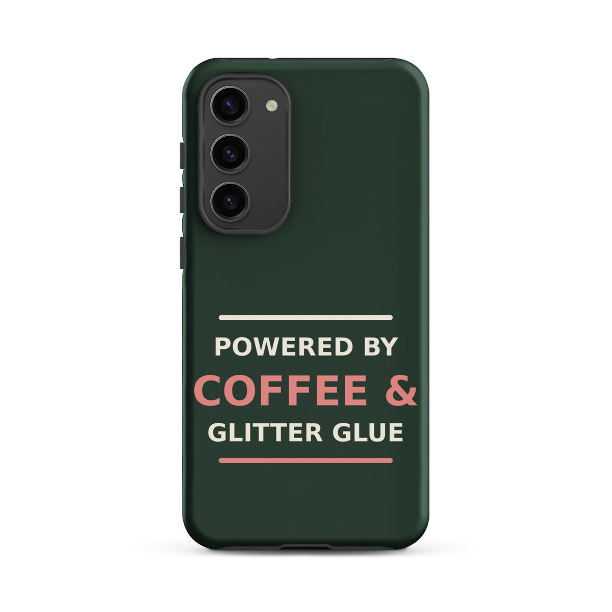 Powered By Coffee & Glitter Glue funny teacher Samsung case in Chalkboard, front view