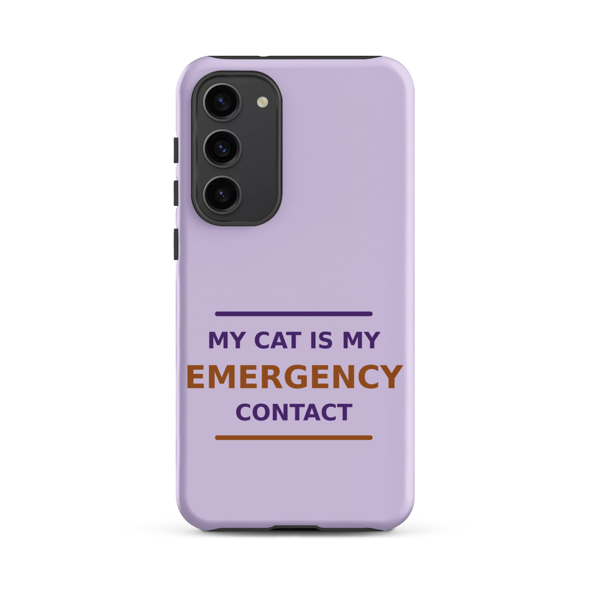 My Cat Is My Emergency Contact cat lover Samsung case in Lavender, front view