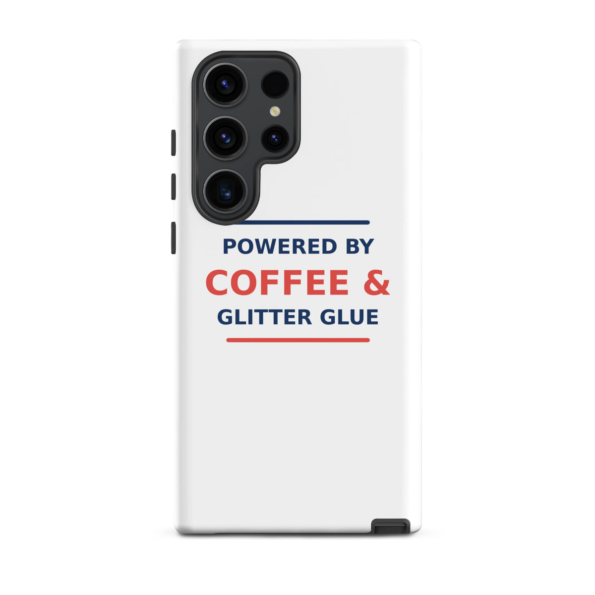 Powered By Coffee & Glitter Glue phone case by Little Laughs Co.