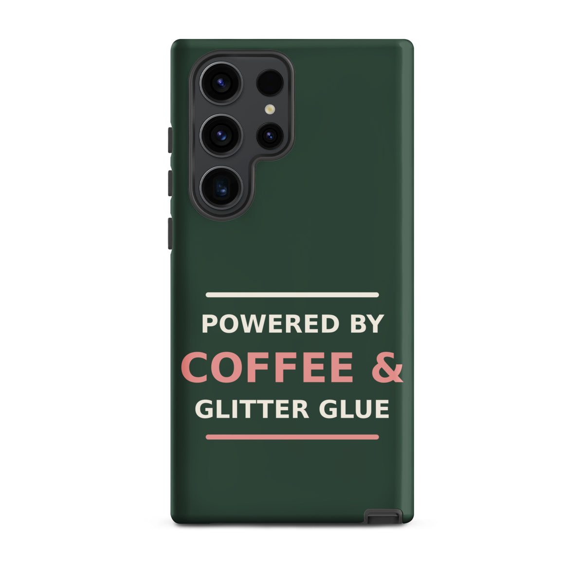 Powered By Coffee & Glitter Glue funny teacher Samsung case in Chalkboard, front view