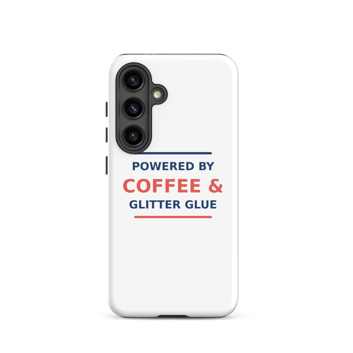 Powered By Coffee & Glitter Glue phone case by Little Laughs Co.