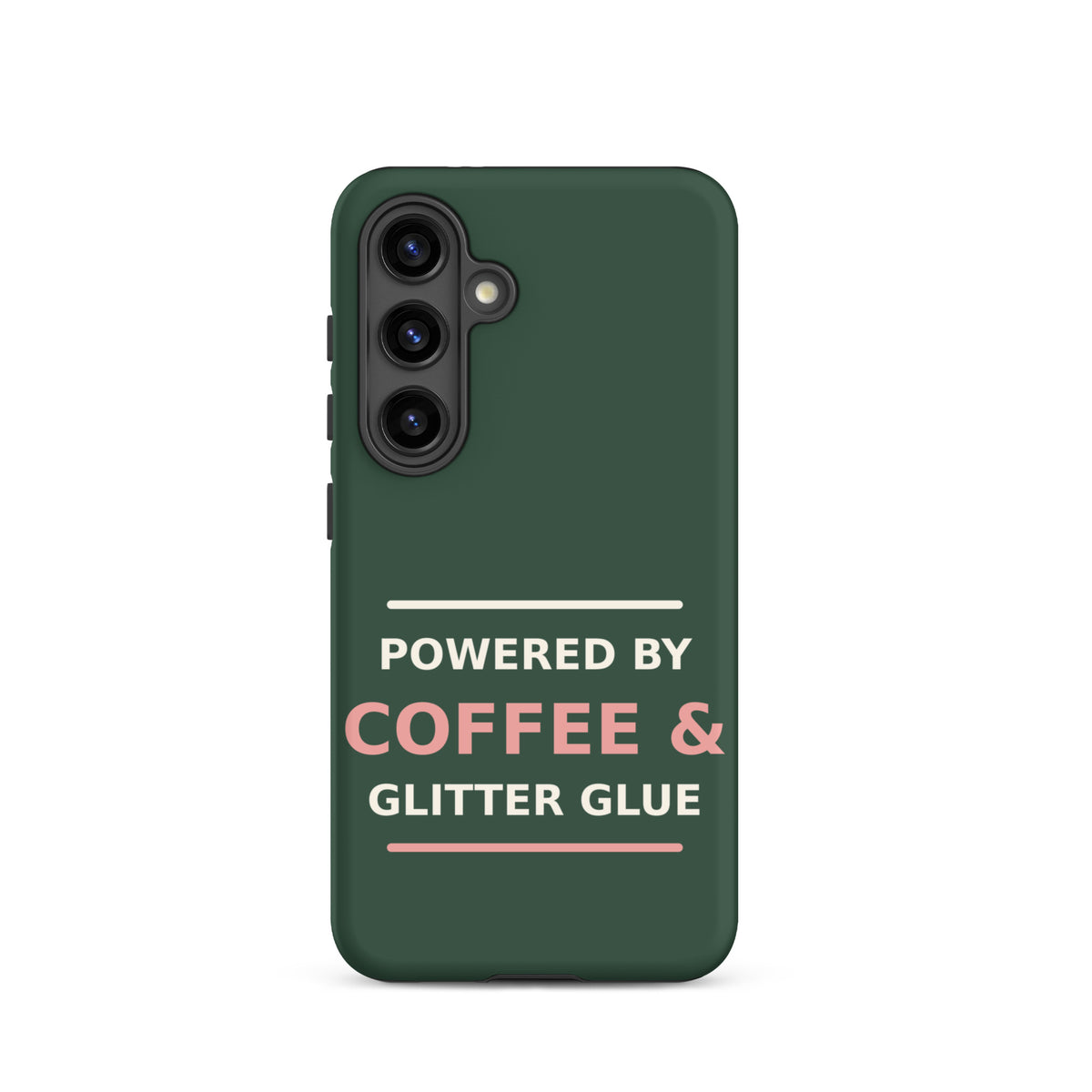 Powered By Coffee & Glitter Glue funny teacher Samsung case in Chalkboard, front view