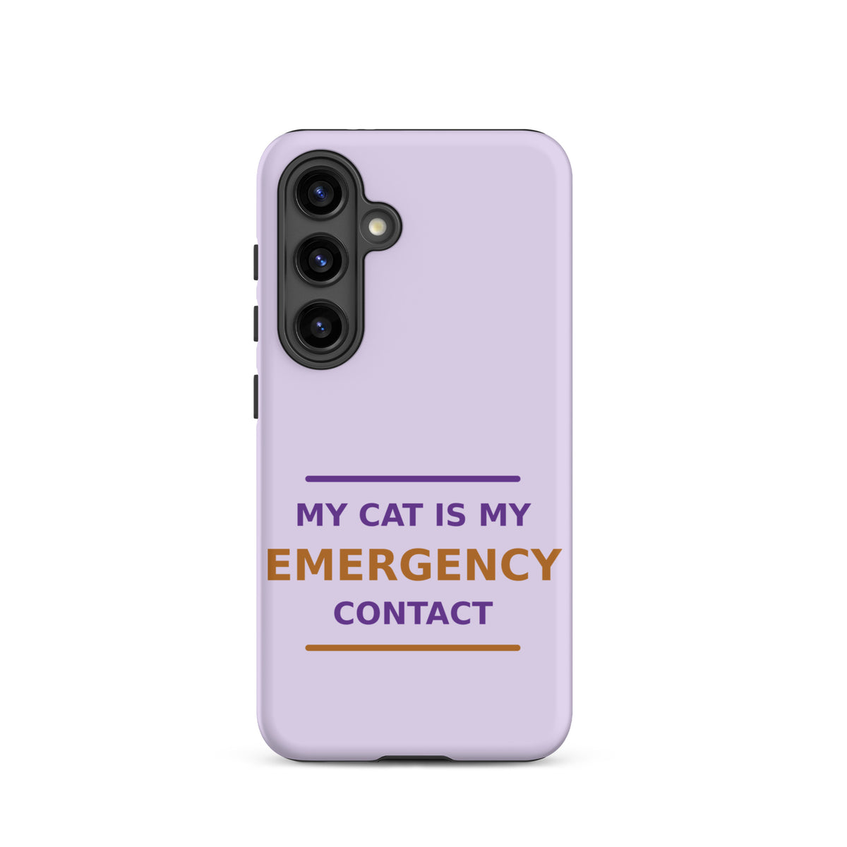 My Cat Is My Emergency Contact cat lover Samsung case in Lavender, front view