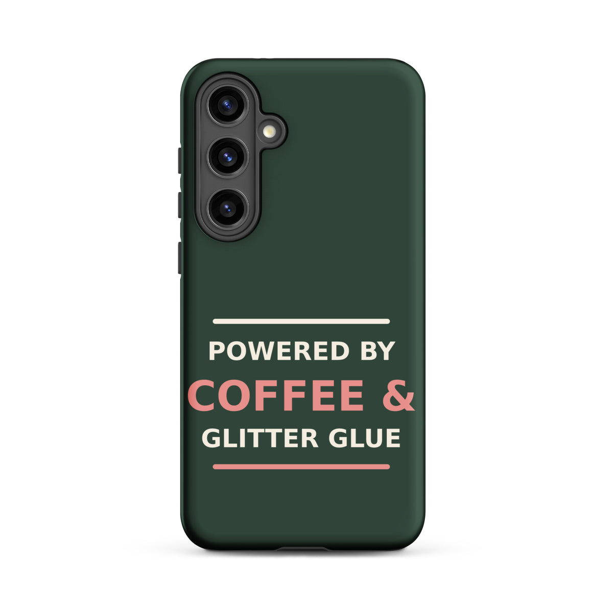 Powered By Coffee & Glitter Glue funny teacher Samsung case in Chalkboard, front view