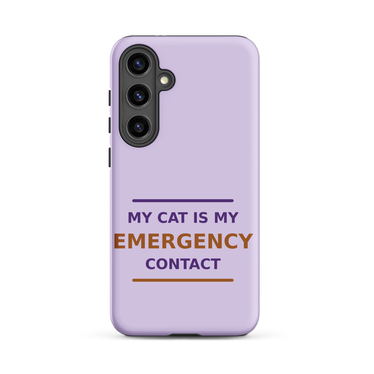 My Cat Is My Emergency Contact cat lover Samsung case in Lavender, front view