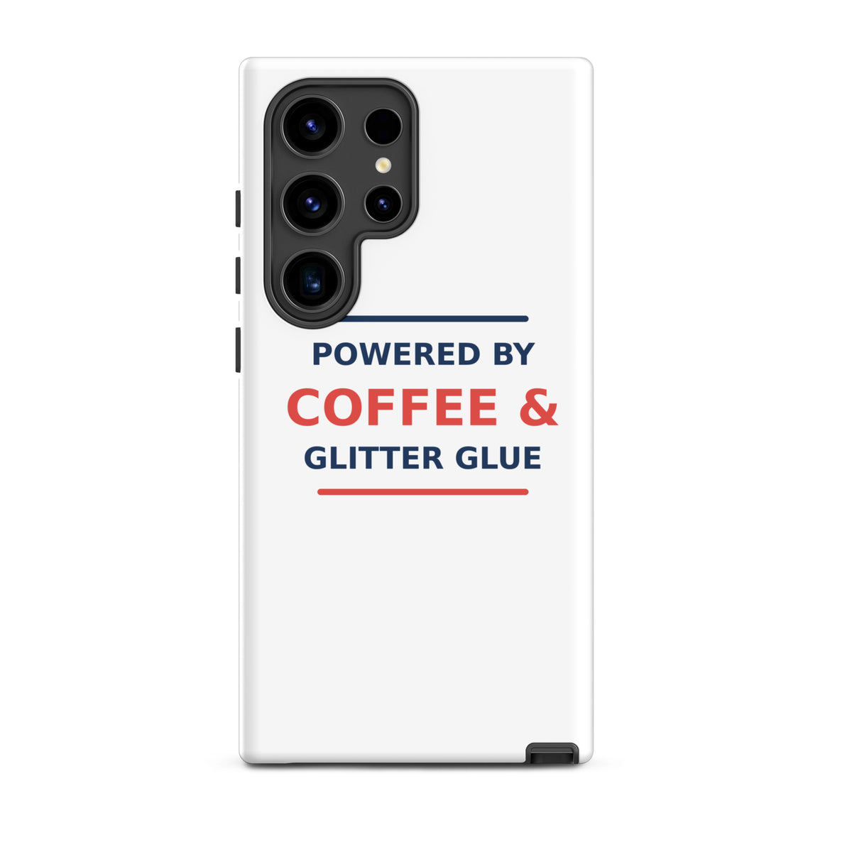 Powered By Coffee & Glitter Glue phone case by Little Laughs Co.